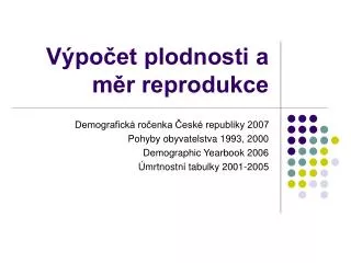v po et plodnosti a m r reprodukce