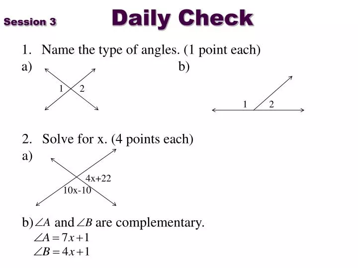 session 3 daily check