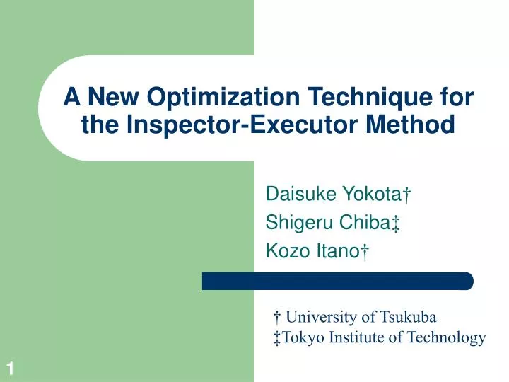 a new optimization technique for the inspector executor method