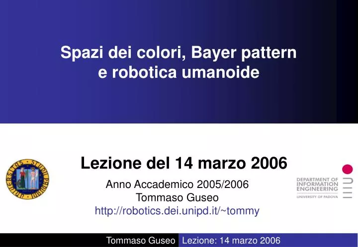 spazi dei colori bayer pattern e robotica umanoide