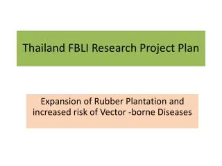 Thailand FBLI Research Project Plan