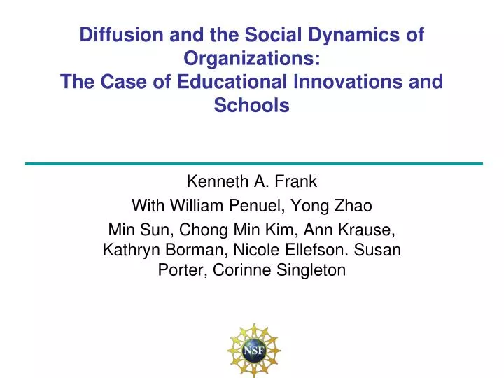 diffusion and the social dynamics of organizations the case of educational innovations and schools