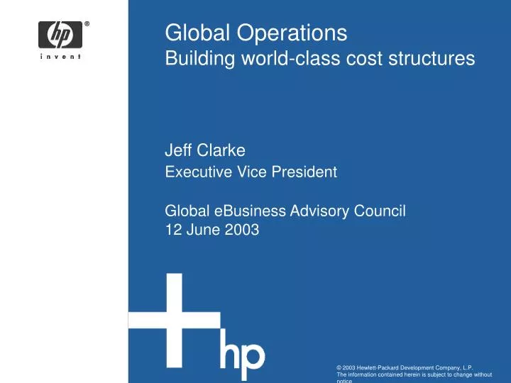 global operations building world class cost structures