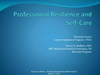 Professional Resilience and Self-Care
