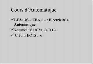 cours d automatique