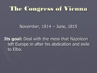 The Congress of Vienna