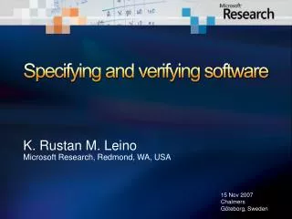 Specifying and verifying software