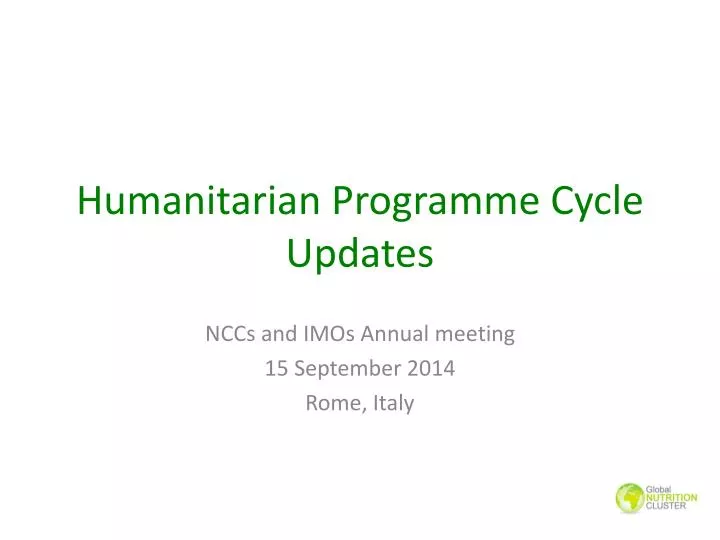 humanitarian programme cycle updates