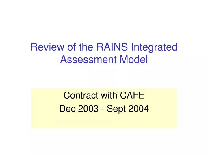 review of the rains integrated assessment model