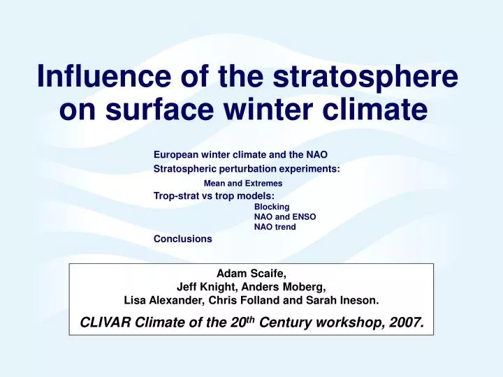 influence of the stratosphere on surface winter climate