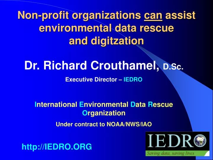 non profit organizations can assist environmental data rescue and digitzation