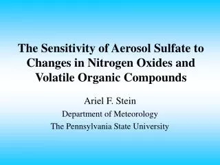The Sensitivity of Aerosol Sulfate to Changes in Nitrogen Oxides and Volatile Organic Compounds