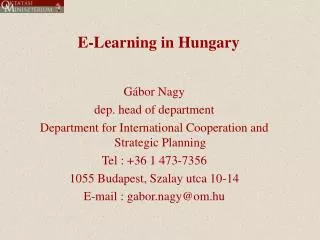 E-Learning in Hungary