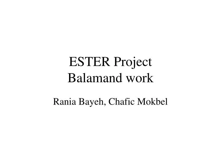 ester project balamand work