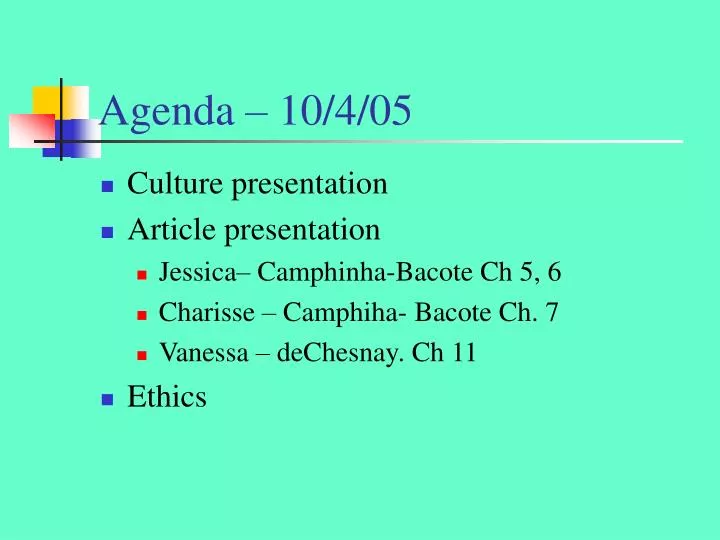agenda 10 4 05