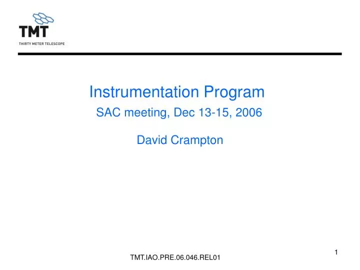 instrumentation program sac meeting dec 13 15 2006