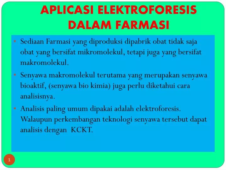 aplicasi elektroforesis dalam farmasi