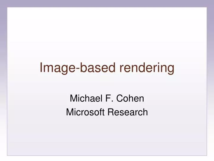 image based rendering