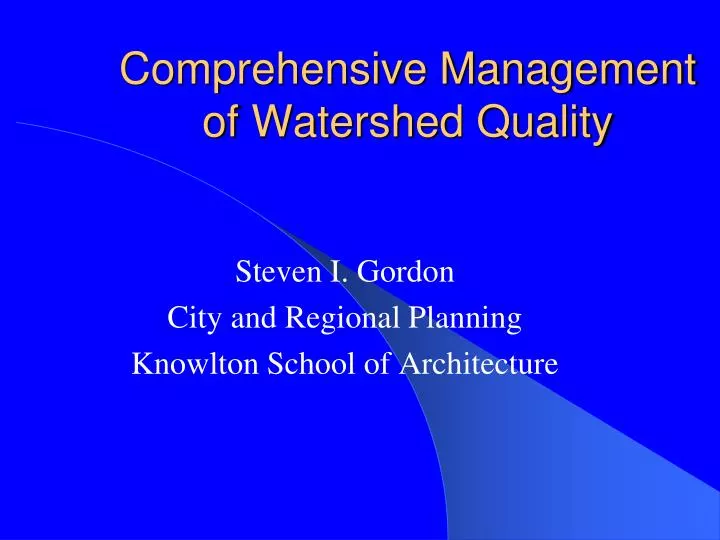 comprehensive management of watershed quality