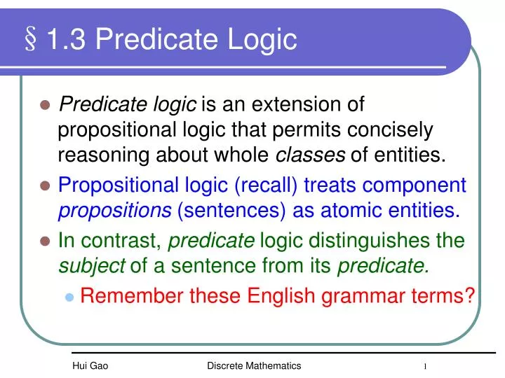 1 3 predicate logic