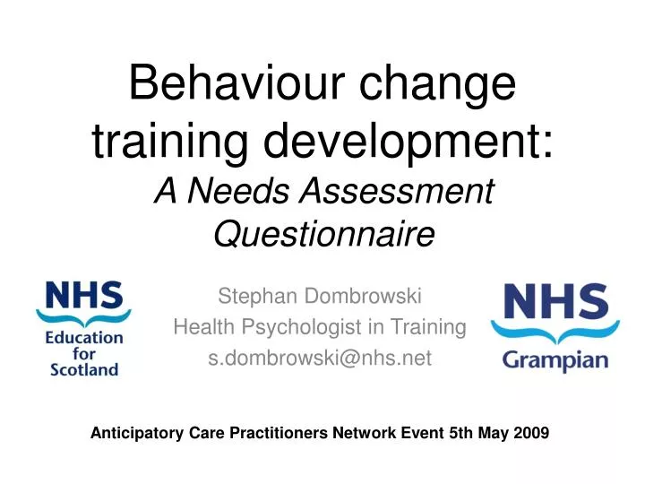 behaviour change training development a needs assessment questionnaire