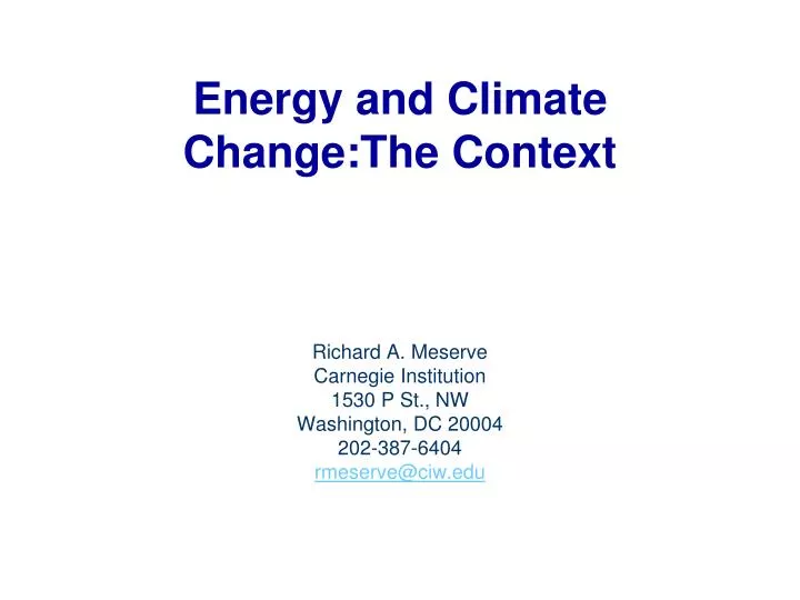 energy and climate change the context