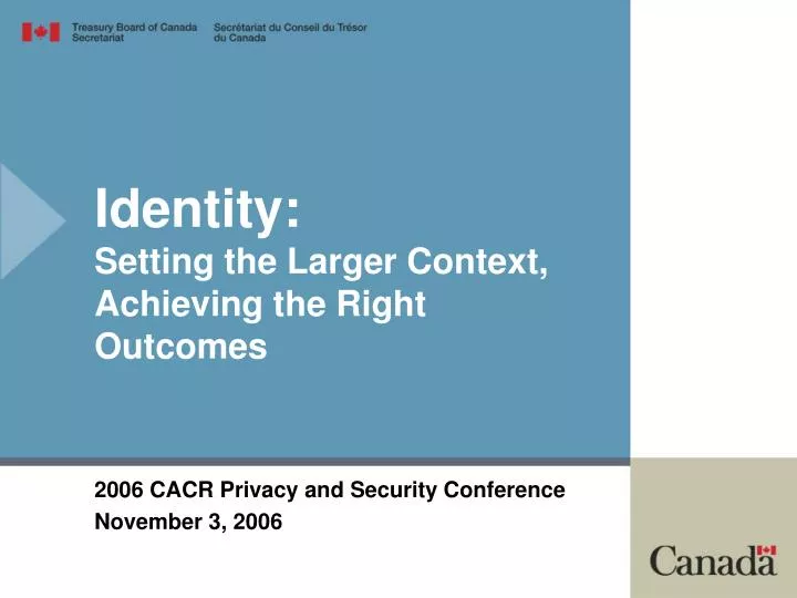 identity setting the larger context achieving the right outcomes