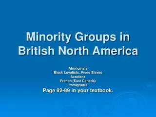 Minority Groups in British North America