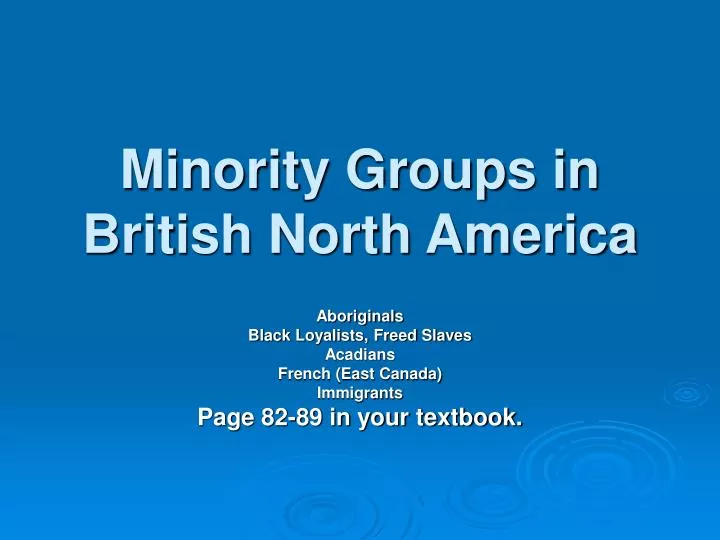 minority groups in british north america