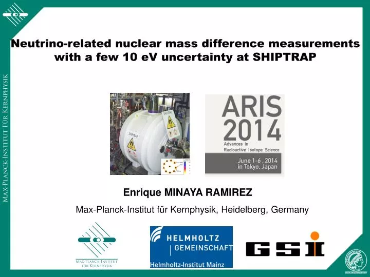 neutrino related nuclear mass difference measurements with a few 10 ev uncertainty at shiptrap