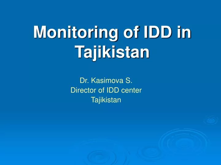 monitoring of idd in tajikistan