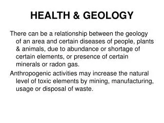 HEALTH &amp; GEOLOGY