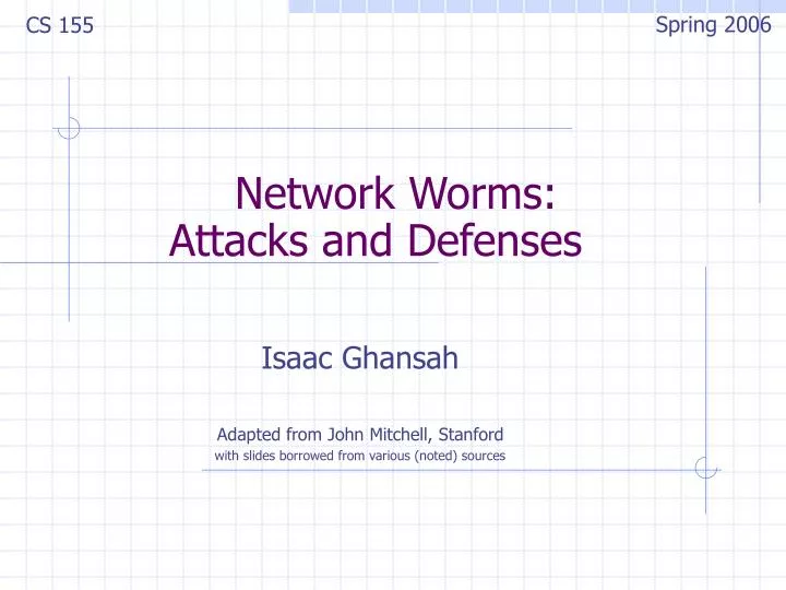 network worms attacks and defenses