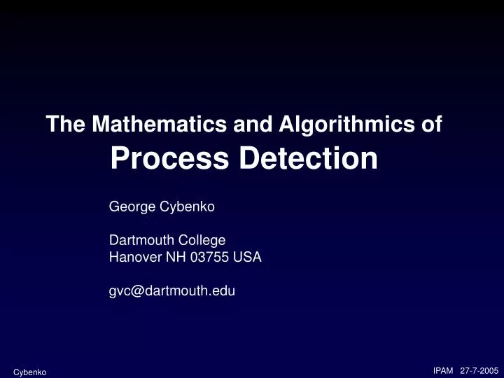 the mathematics and algorithmics of process detection