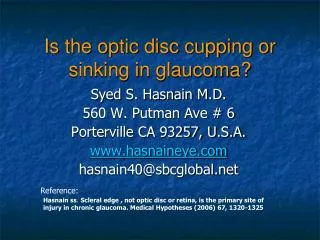 Is the optic disc cupping or sinking in glaucoma?