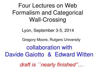 Four Lectures on Web Formalism and Categorical Wall-Crossing
