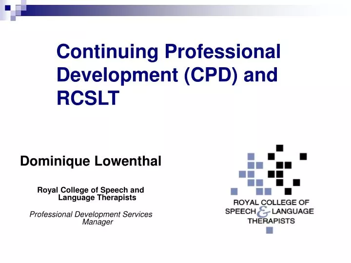 continuing professional development cpd and rcslt