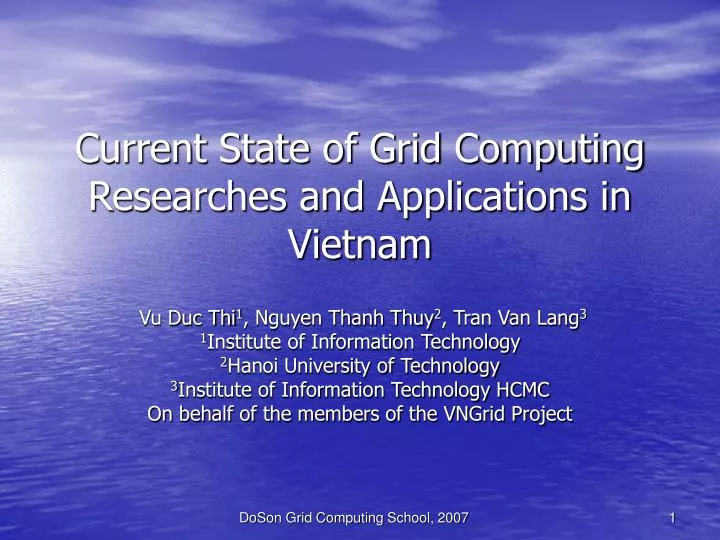 current state of grid computing researches and applications in vietnam