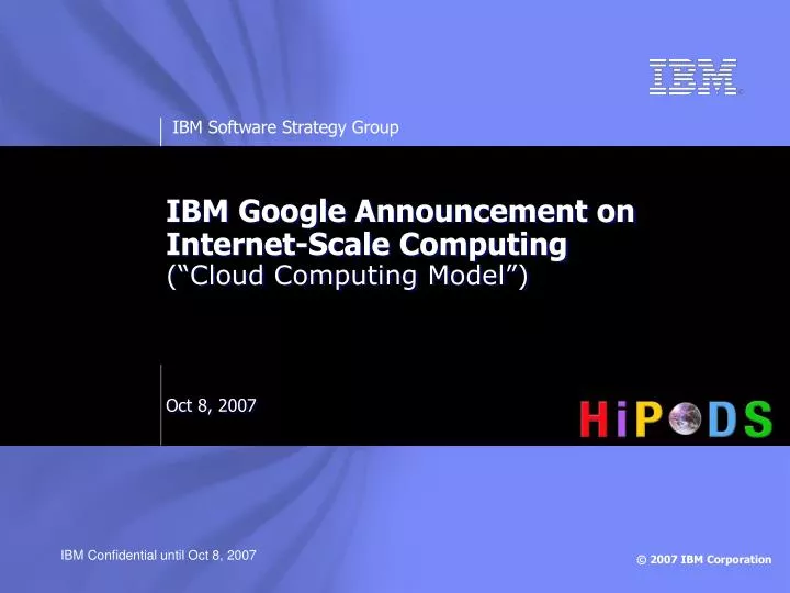 ibm google announcement on internet scale computing cloud computing model oct 8 2007