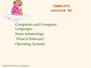COMP1070 Lecture #2
