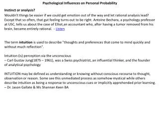 Psychological Influences on Personal Probability