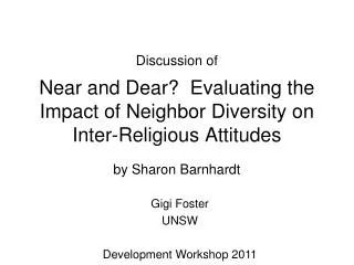 Near and Dear? Evaluating the Impact of Neighbor Diversity on Inter-Religious Attitudes