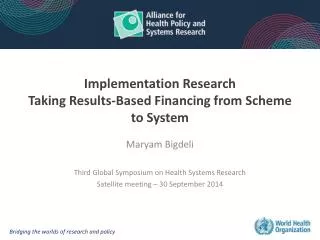 Implementation Research Taking Results-Based Financing from Scheme to System