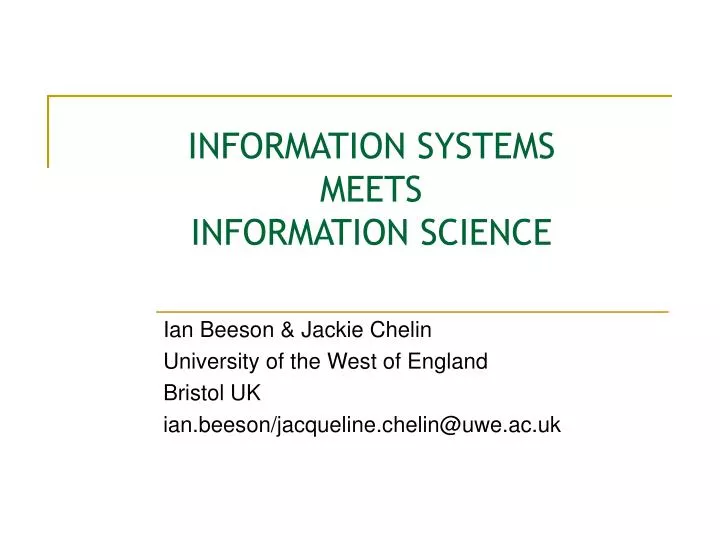 information systems meets information science
