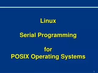 linux serial programming for posix operating systems