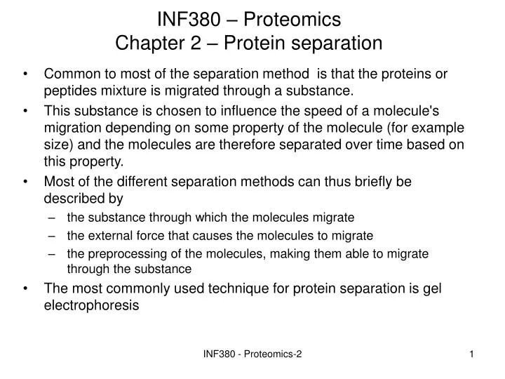 inf380 proteomics chapter 2 protein separation