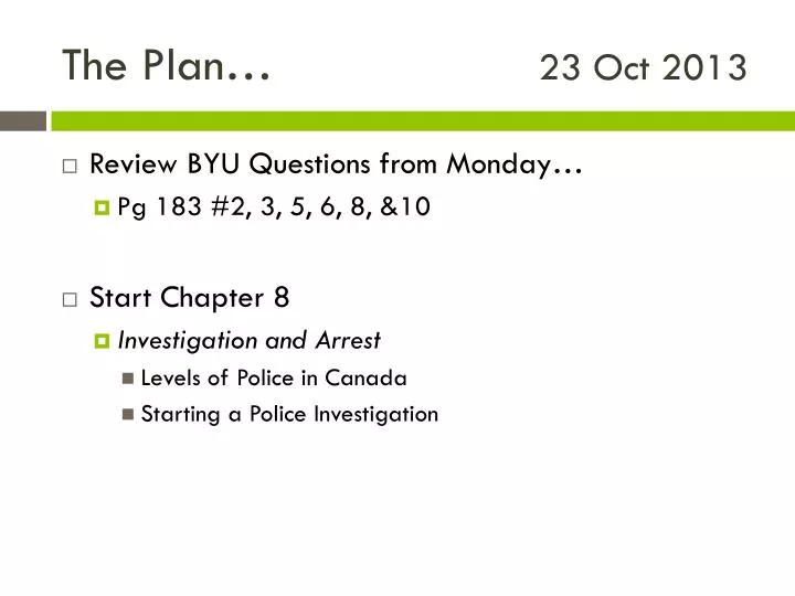 the plan 23 oct 2013