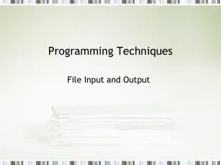 Programming Techniques