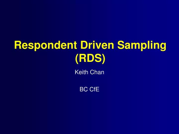 respondent driven sampling rds