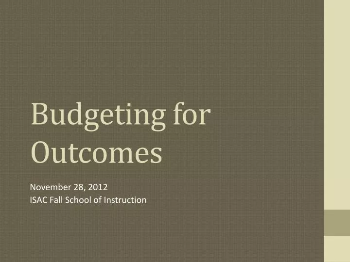 budgeting for outcomes
